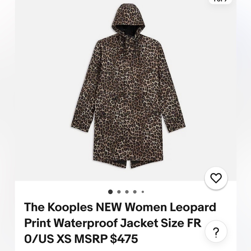 KOOPLES Women’s XS Leopard Waterproof Hooded Jacket Oversized Raincoat - Picture 3 of 16